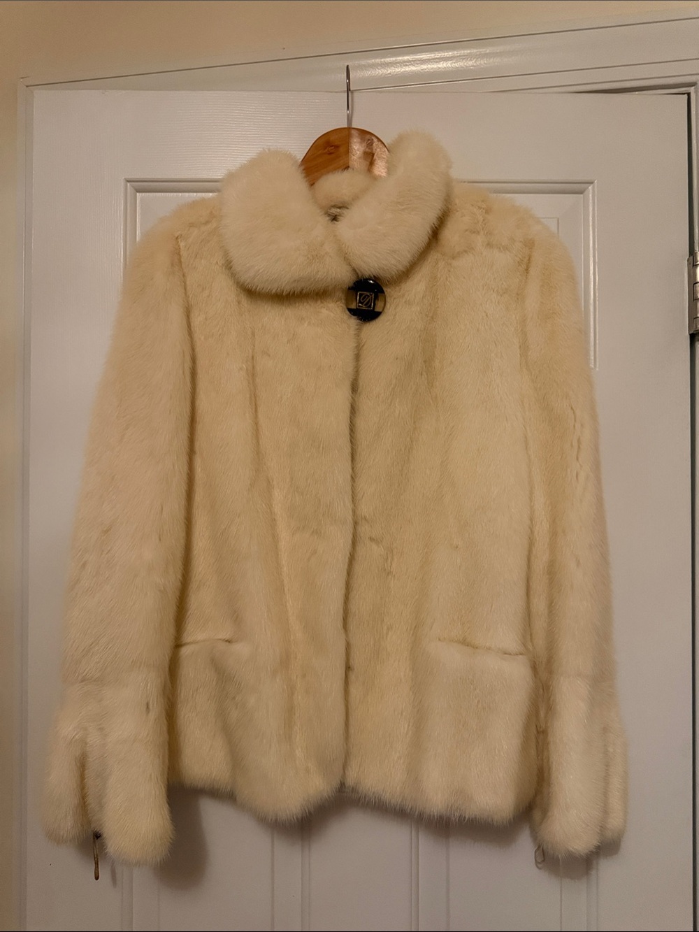 Cream Mink Fur Jacket - Women's Luxurious Short Coat